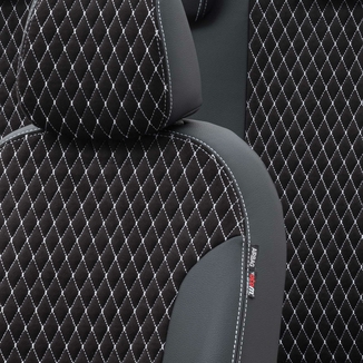 Otom Audi A1 2011-2016 Özel Üretim Koltuk Kılıfı Amsterdam Design Tay Tüyü Siyah - Beyaz - Thumbnail