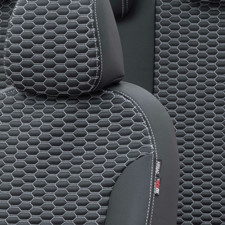 Otom Audi A1 2011-2016 Özel Üretim Koltuk Kılıfı Tokyo Design Deri Siyah - Beyaz - Thumbnail