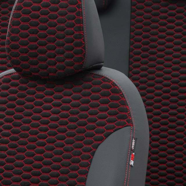 Otom Audi A1 2011-2016 Özel Üretim Koltuk Kılıfı Tokyo Design Tay Tüyü Siyah - Kırmızı - 3