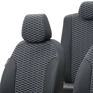 Otom Audi A4 2015-Sonrası Özel Üretim Koltuk Kılıfı Tokyo Design Deri Siyah - Beyaz - Thumbnail
