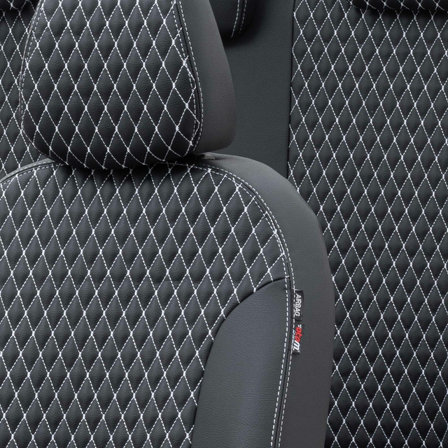 Otom Audi Q2 2016-Sonrası Özel Üretim Koltuk Kılıfı Amsterdam Design Deri Siyah - Beyaz - 3