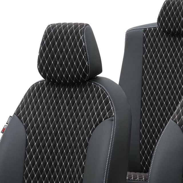 Otom Bmw 3 Serisi 2012-2019 F30 Özel Üretim Koltuk Kılıfı Amsterdam Design Tay Tüyü Siyah - Beyaz - 4