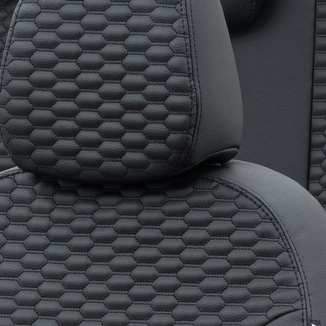 Otom Citroen Berlingo 2018-Sonrası Özel Üretim Koltuk Kılıfı Tokyo Design Deri Siyah - Thumbnail