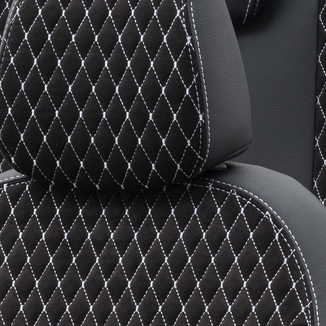 Dacia Sandero Stepway 2012-2020 Özel Üretim Koltuk Kılıfı Amsterdam Design Taytüyü Siyah-Beyaz - Thumbnail