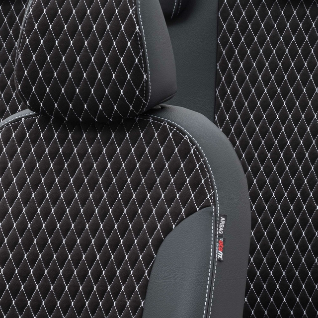 Otom Fiat 500 X 2015-Sonrası Özel Üretim Koltuk Kılıfı Amsterdam Design Tay Tüyü Siyah - Beyaz - 3