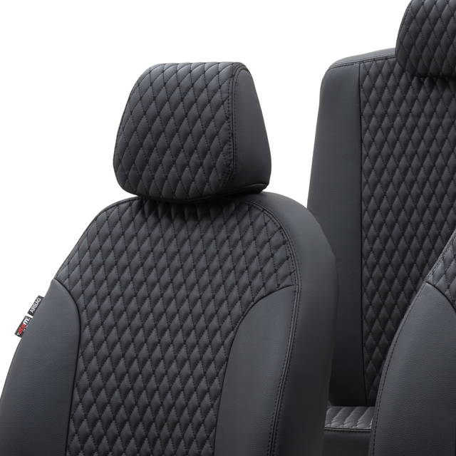 Otom Fiat Doblo 2015-Sonrası Özel Üretim Koltuk Kılıfı Amsterdam Design Deri Siyah - 4