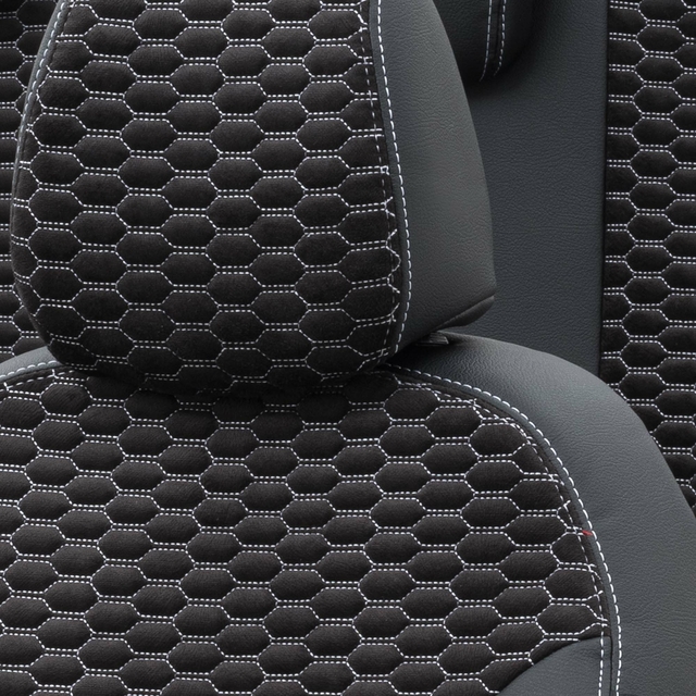 Otom Ford B-Max 2012-2016 Özel Üretim Koltuk Kılıfı Tokyo Design Tay Tüyü Siyah - Beyaz - 5