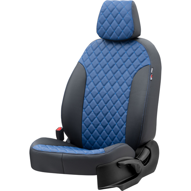 Otom Ford Tourneo Courier 2014-Sonrası Özel Üretim Koltuk Kılıfı Madrid Design Deri Mavi - Siyah - 2