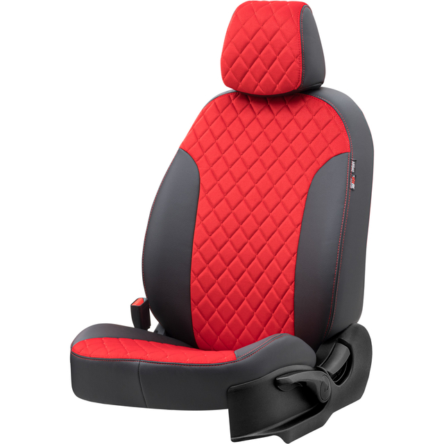 Otom Ford Tourneo Courier 2014-Sonrası Özel Üretim Koltuk Kılıfı Madrid Design TayTüyü Kırmızı-Siyah - 2
