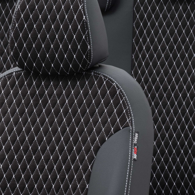 Hyundai Ioniq 2019-Sonrası Özel Üretim Koltuk Kılıfı Amsterdam Design Tay Tüyü Siyah - Beyaz - 3