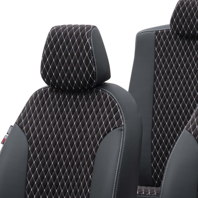 Hyundai Ioniq 2019-Sonrası Özel Üretim Koltuk Kılıfı Amsterdam Design Tay Tüyü Siyah - Beyaz - 4