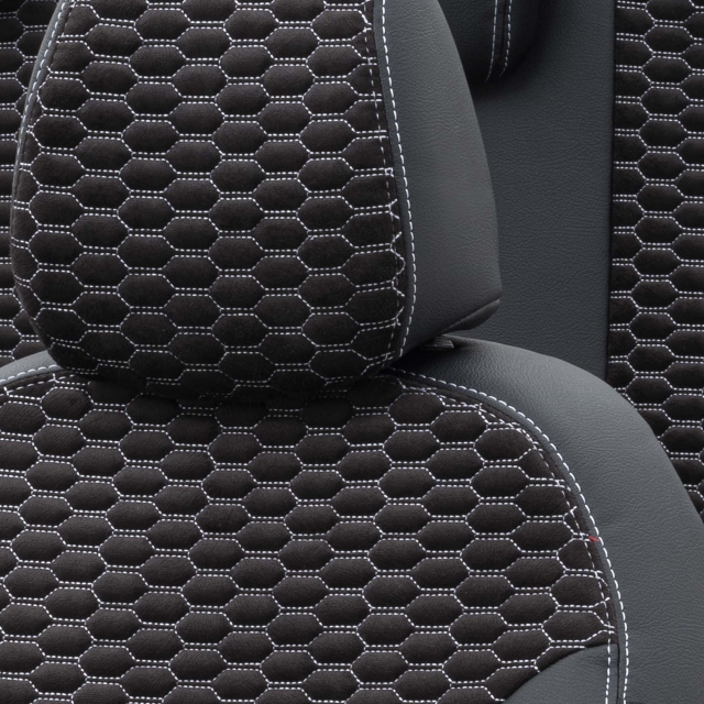 Mercedes EQC 2019-Sonrası Özel Üretim Koltuk Kılıfı Tokyo Design Tay Tüyü Siyah - Beyaz - 5