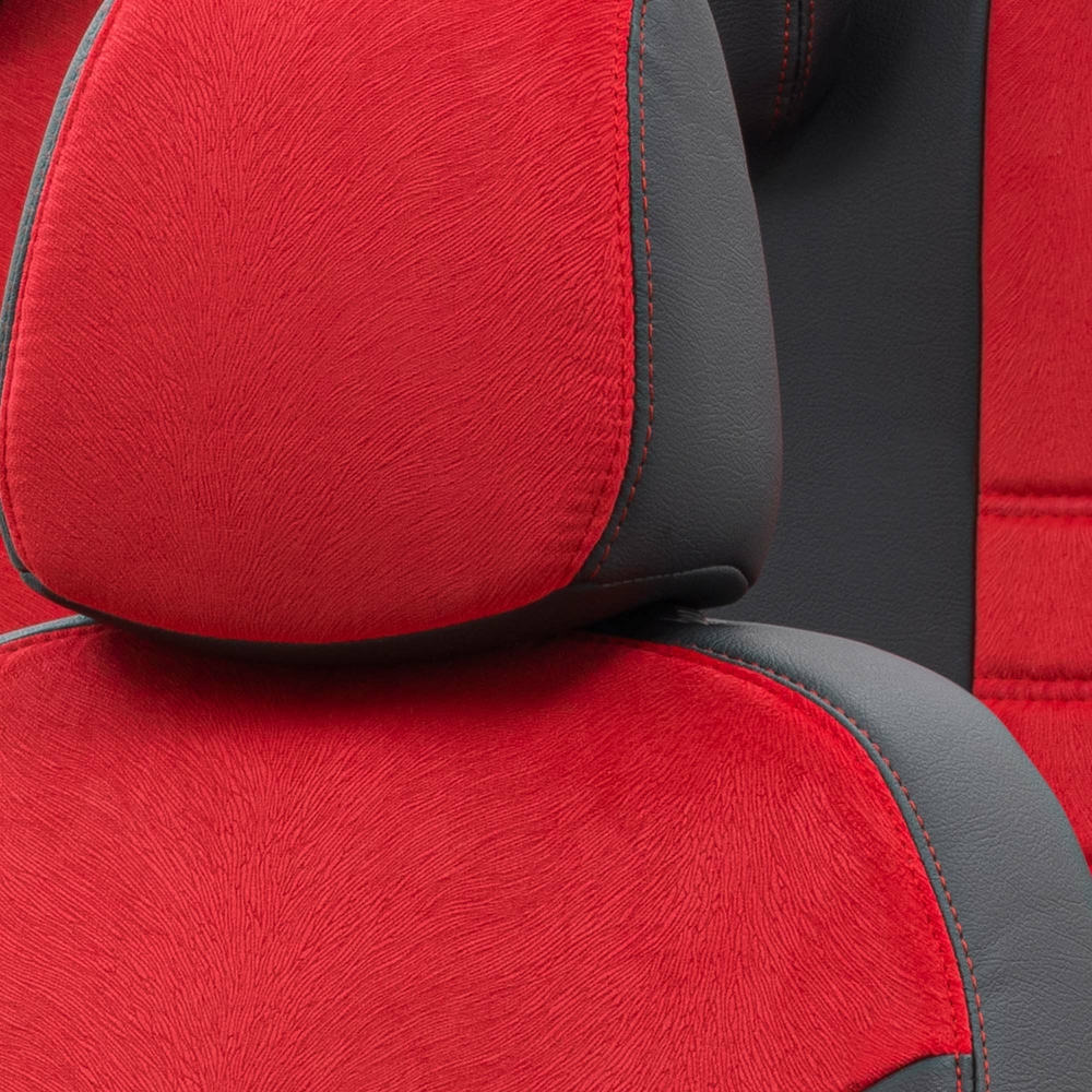 Otom Audi A1 2011-2016 Özel Üretim Koltuk Kılıfı London Design Kırmızı - Siyah - 5