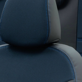 Otom Audi A1 2011-2016 Özel Üretim Koltuk Kılıfı Paris Design Mavi - Siyah - Thumbnail