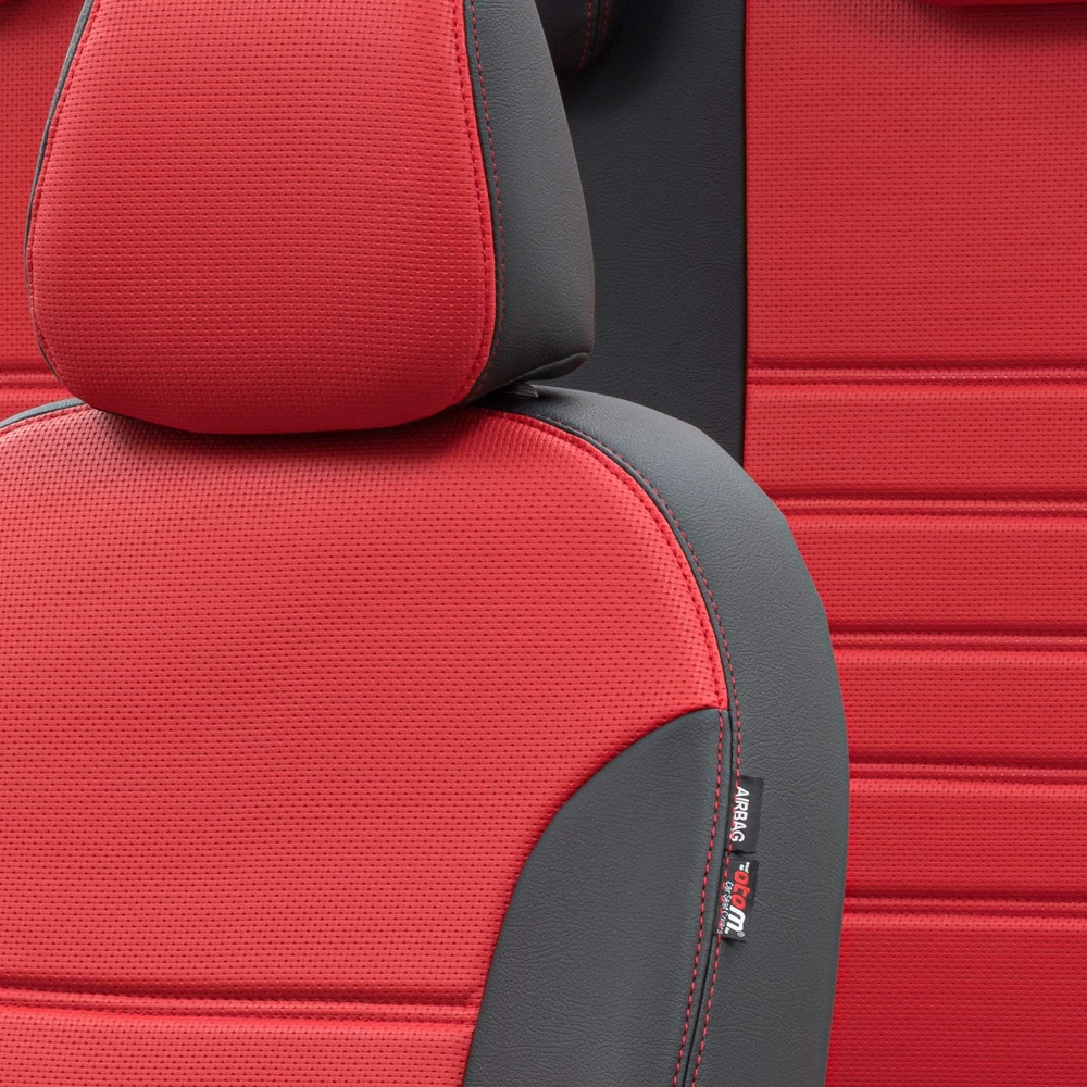 Otom Audi A3 2012-Sonrası Özel Üretim Koltuk Kılıfı New York Design Kırmızı - Siyah - 3
