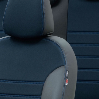 Otom Audi A4 2015-Sonrası Özel Üretim Koltuk Kılıfı Paris Design Mavi - Siyah - Thumbnail