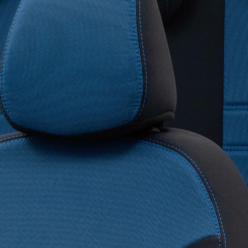 Otom Audi Q3 2012-2018 Özel Üretim Koltuk Kılıfı Original Design Mavi - Siyah - Thumbnail