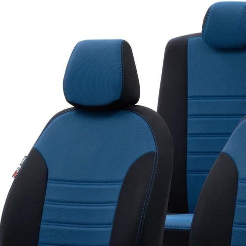 Otom Bmw 3 Serisi 2012-2019 F30 Özel Üretim Koltuk Kılıfı Original Design Mavi - Siyah - Thumbnail
