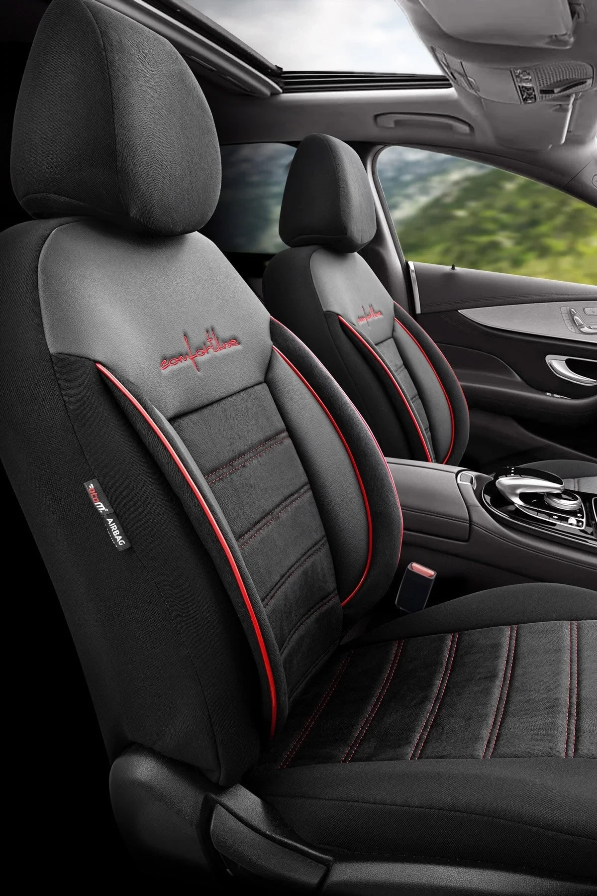  Otom Comfortline Design Premium Oto Koltuk Kılıfı Siyah-Kırmızı