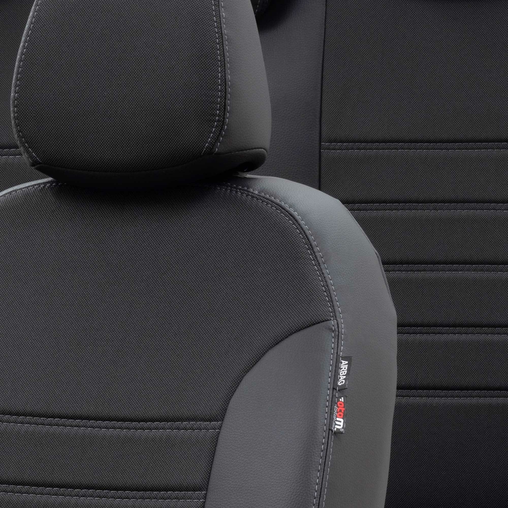 Otom Fiat 500 C 2011-Sonrası Özel Üretim Koltuk Kılıfı Paris Design Füme - Siyah - 3