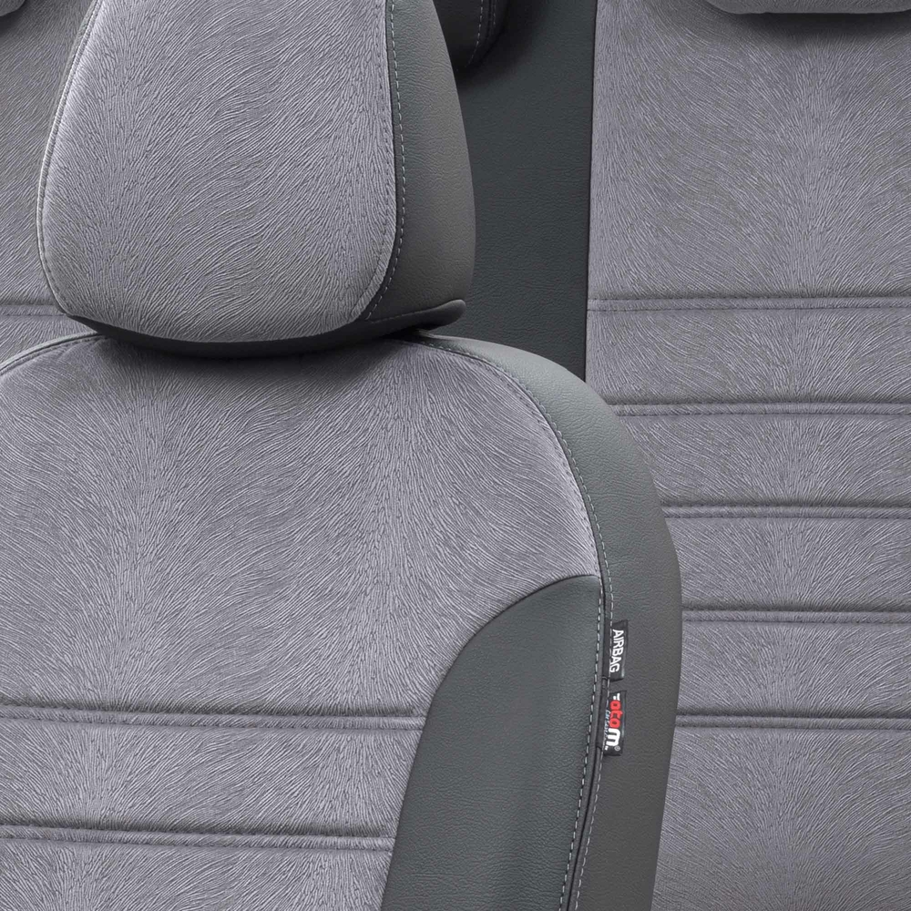 Otom Fiat 500 L 2013-2018 Özel Üretim Koltuk Kılıfı London Design Füme - Siyah - 3