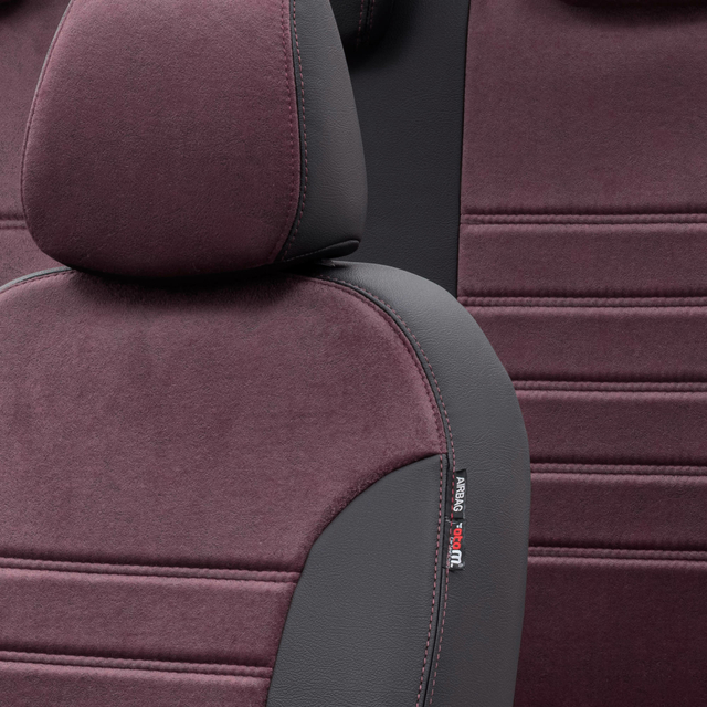 Otom Fiat 500 L 2013-2018 Özel Üretim Koltuk Kılıfı Milano Design Bordo - Siyah - 3