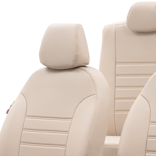 Otom Fiat 500 L 2013-2018 Özel Üretim Koltuk Kılıfı New York Design Bej - Thumbnail