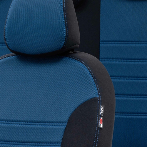 Otom Fiat 500 L 2013-2018 Özel Üretim Koltuk Kılıfı Original Design Mavi - Siyah - Thumbnail