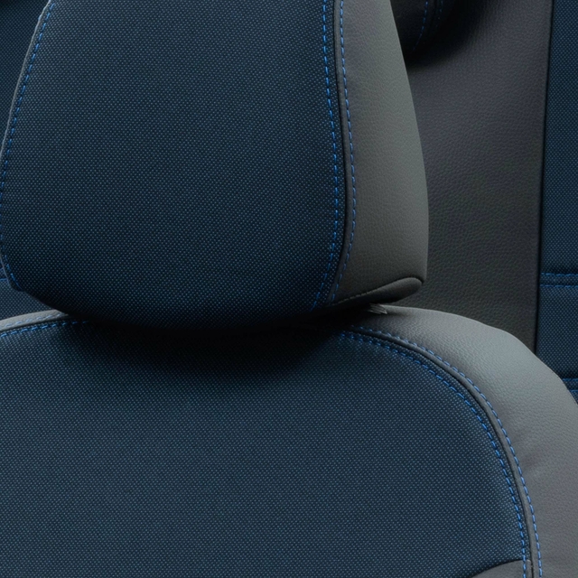 Otom Fiat 500 L 2013-2018 Özel Üretim Koltuk Kılıfı Paris Design Mavi - Siyah - 5