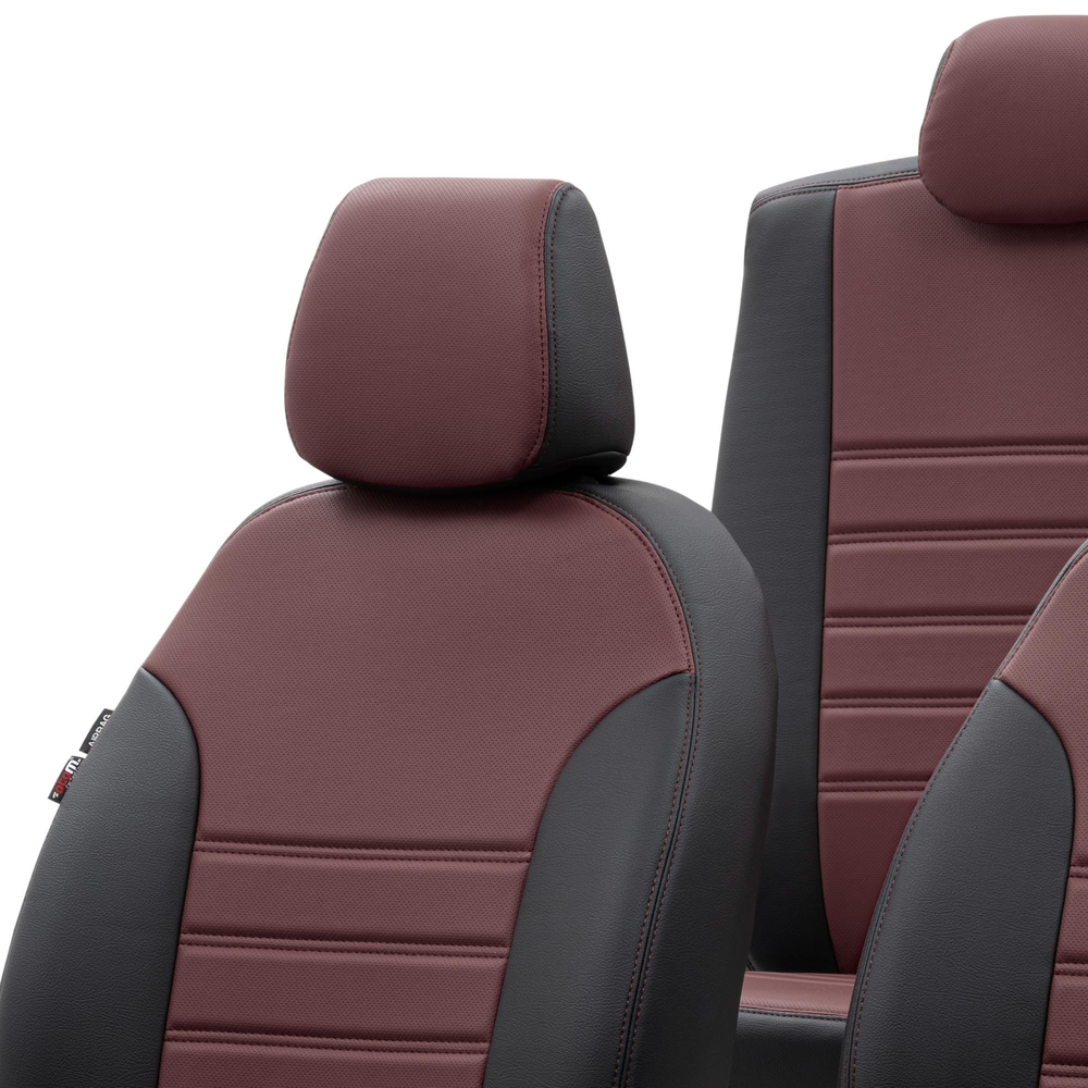Otom Fiat 500 X 2015-Sonrası Özel Üretim Koltuk Kılıfı İstanbul Design Bordo - Siyah - 4