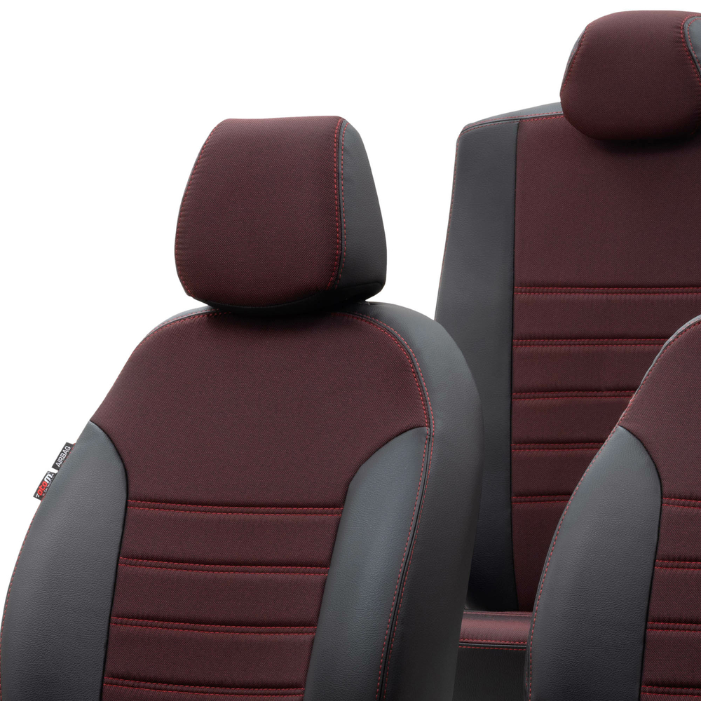 Otom Fiat 500 X 2015-Sonrası Özel Üretim Koltuk Kılıfı Paris Design Kırmızı - Siyah - 4