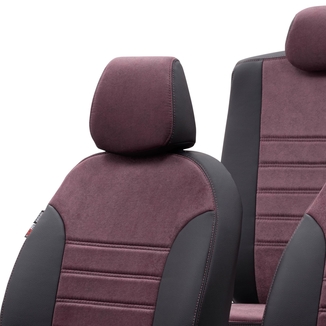 Otom Fiat Doblo 2015-Sonrası Özel Üretim Koltuk Kılıfı Milano Design Bordo - Siyah - Thumbnail