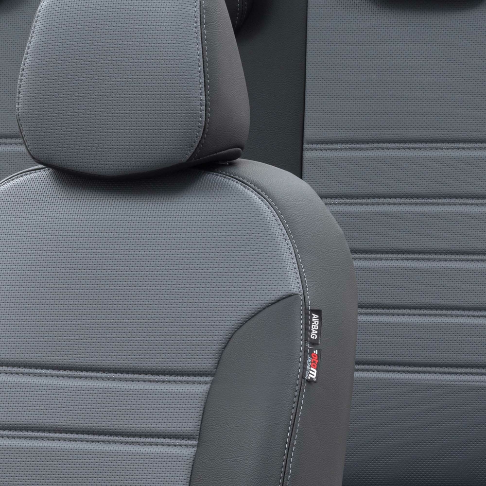 Otom Fiat Doblo 2015-Sonrası Özel Üretim Koltuk Kılıfı New York Design Füme - Siyah - 3