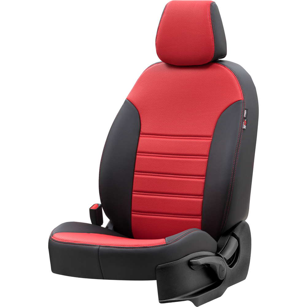 Otom Fiat Doblo 2015-Sonrası Özel Üretim Koltuk Kılıfı New York Design Kırmızı - Siyah - 2
