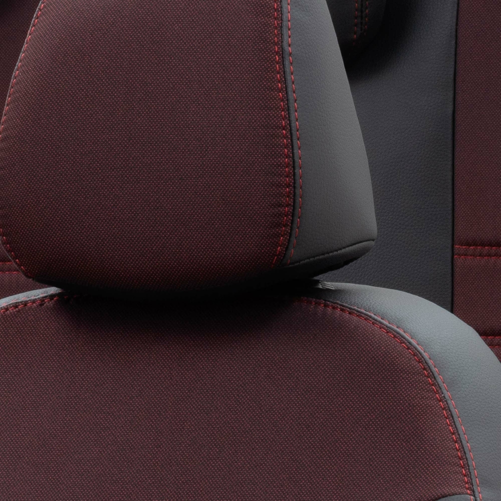 Otom Fiat Fullback 2016-Sonrası Özel Üretim Koltuk Kılıfı Paris Design Kırmızı - Siyah - 5
