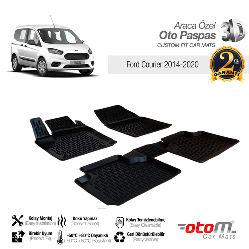 Otom Ford Tourneo Courier 2014-2020 Araca Özel 3D Havuzlu Paspas - Thumbnail