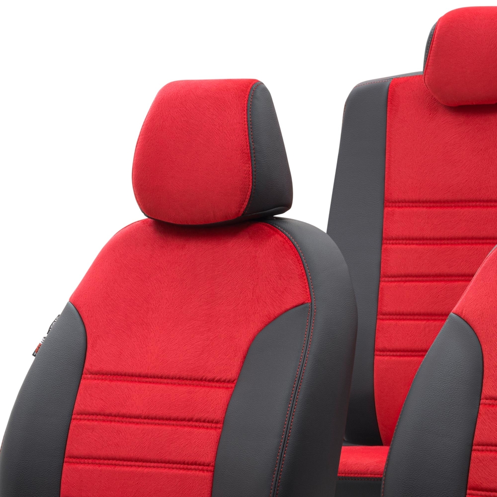 Otom Ford Tourneo Courier 2014-Sonrası Özel Üretim Koltuk Kılıfı London Design Kırmızı - Siyah - 4