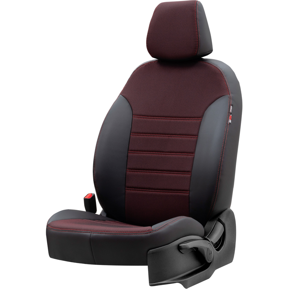 Otom Ford Tourneo Courier 2014-Sonrası Özel Üretim Koltuk Kılıfı Paris Design Kırmızı - Siyah - 2