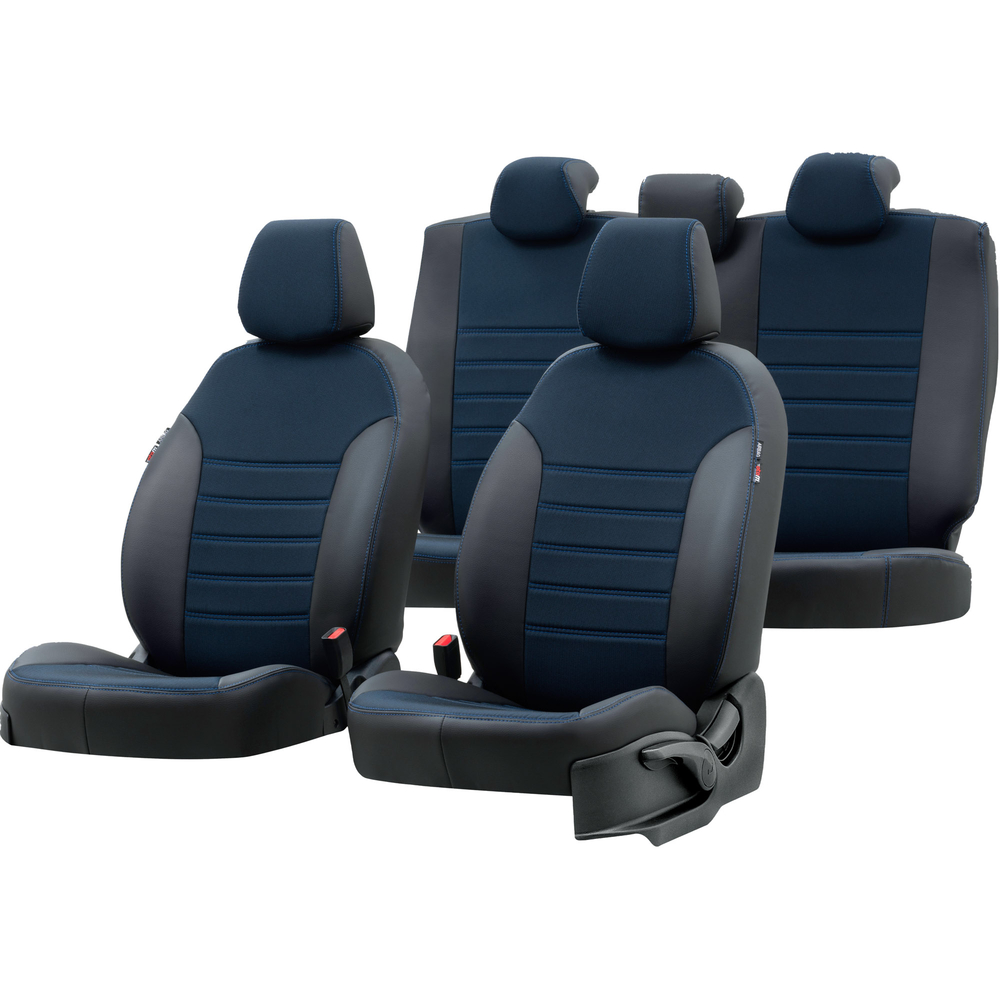 Otom Ford Tourneo Courier 2014-Sonrası Özel Üretim Koltuk Kılıfı Paris Design Mavi - Siyah - 1