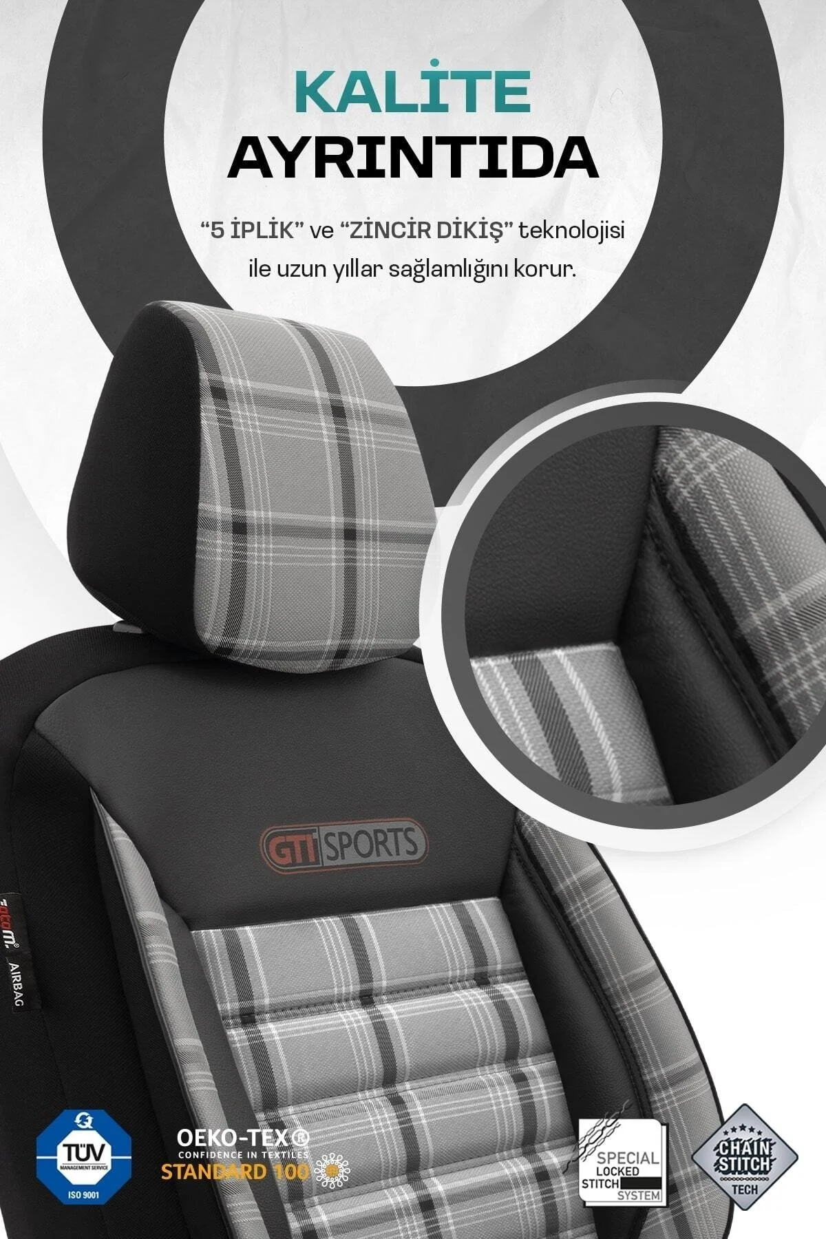 Otom Gti Sports Design Ekstra Destekli Oto Koltuk Kılıfı - 45