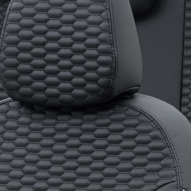 Otom Mercedes Atego (3 Kişi) 2013-Sonrası Özel Üretim Koltuk Kılıfı Tokyo Design Deri Siyah - 5