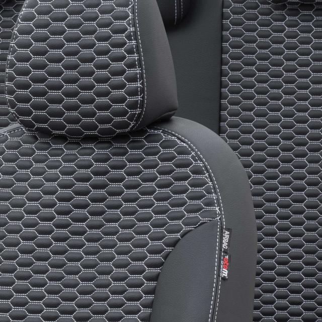 Otom Mercedes Glc Serisi 2015-Sonrası Özel Üretim Koltuk Kılıfı Tokyo Design Deri Siyah - Beyaz - 3