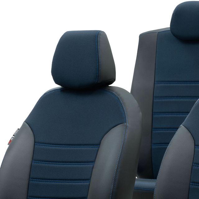 Otom Mercedes Vito 2015-Sonrası (9 Kişi) Özel Üretim Koltuk Kılıfı Paris Design Mavi - Siyah - 3