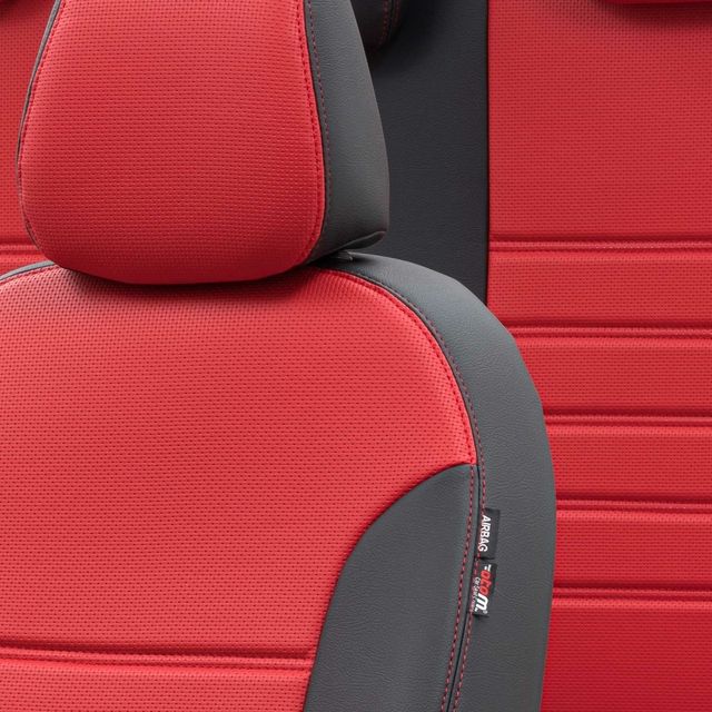 Otom Mini Clubman 2015-Sonrası Özel Üretim Koltuk Kılıfı New York Design Kırmızı - Siyah - 3