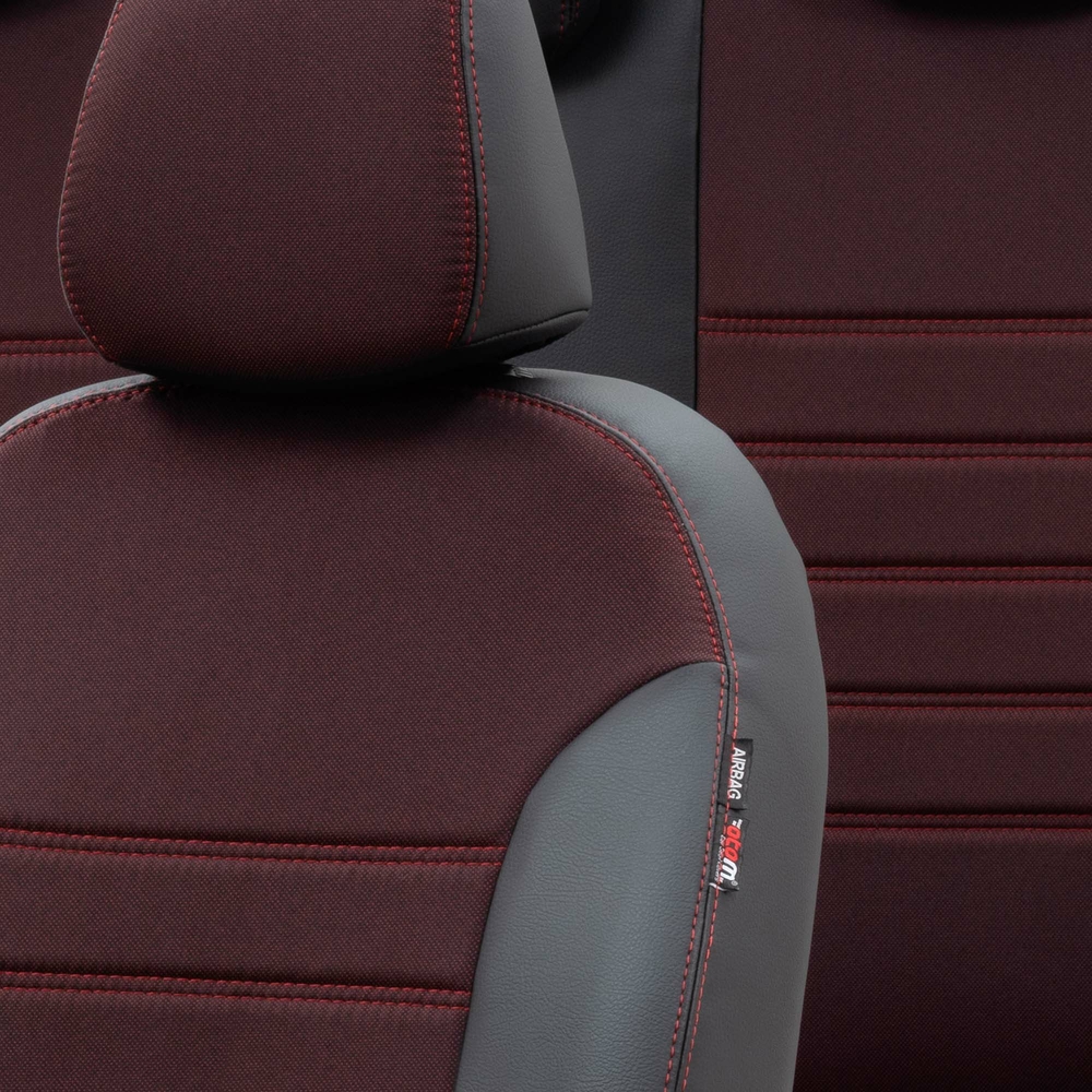 Otom Nissan Micra 2011-2019 Özel Üretim Koltuk Kılıfı Paris Design Kırmızı - Siyah - 3