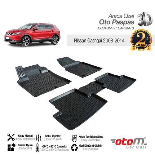 Otom Nissan Qashqai 2008-2014 Araca Özel 3D Havuzlu Paspas - Thumbnail