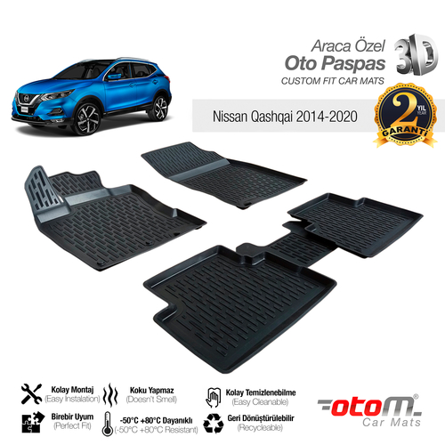 Otom Nissan Qashqai 2014-2020 Araca Özel 3D Havuzlu Paspas - Thumbnail