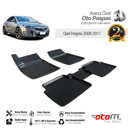 Otom Opel İnsignia 2008-2017 Araca Özel 3D Havuzlu Paspas - Thumbnail