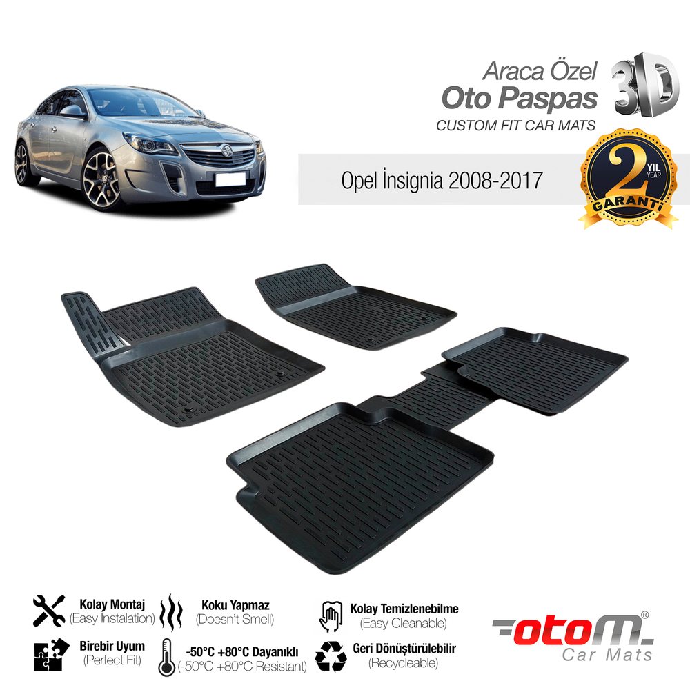 Otom Opel İnsignia 2008-2017 Araca Özel 3D Havuzlu Paspas