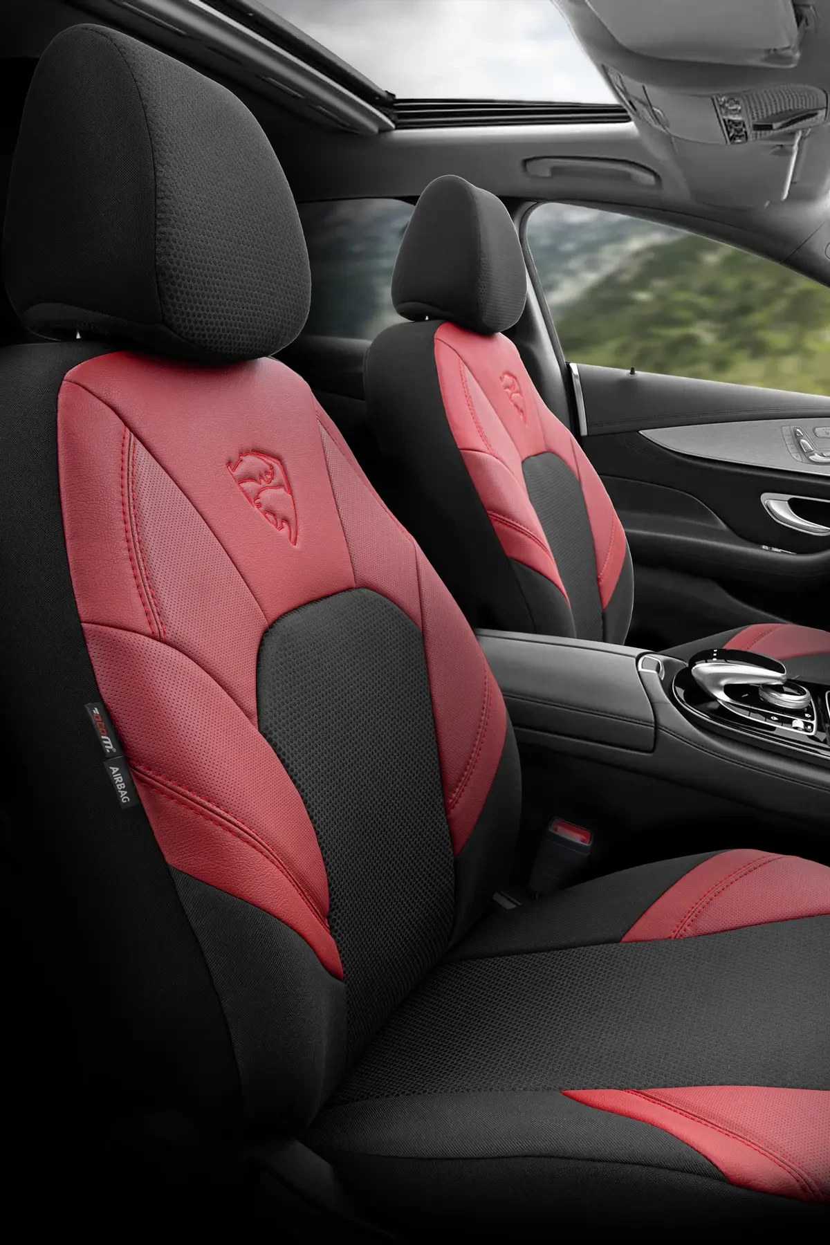 Otom Phantom Design Premium Yeni Nesil Oto Koltuk Kılıfı Tam Set Siyah-Bordo